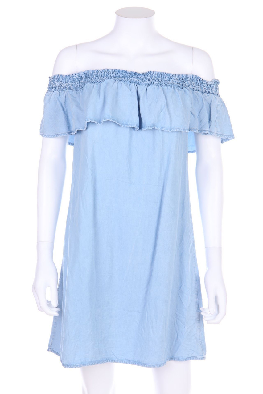 Pimkie COLLECTION - Carmen-Kleid in Denim-Optik mit Volants - D 36