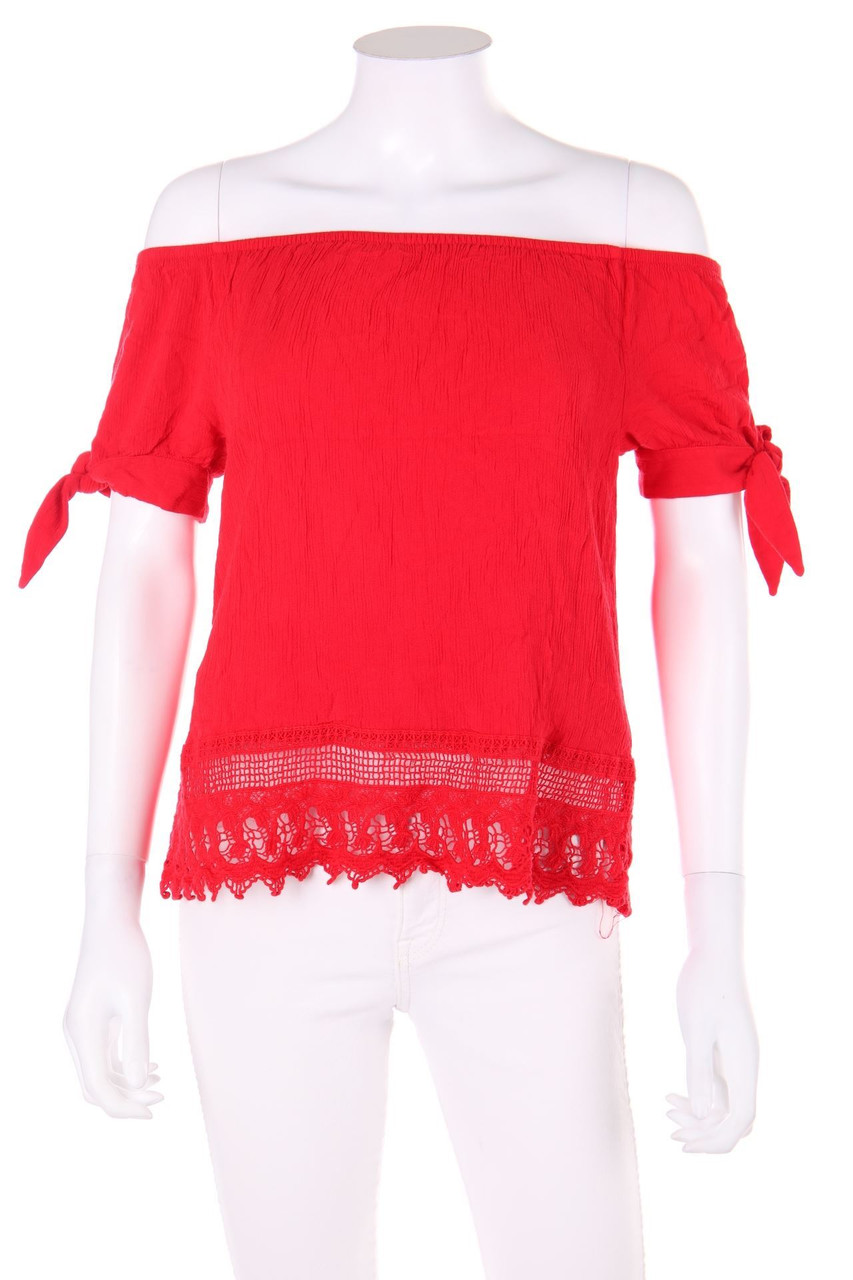 VERO MODA - Carmen-Bluse mit Spitze - M