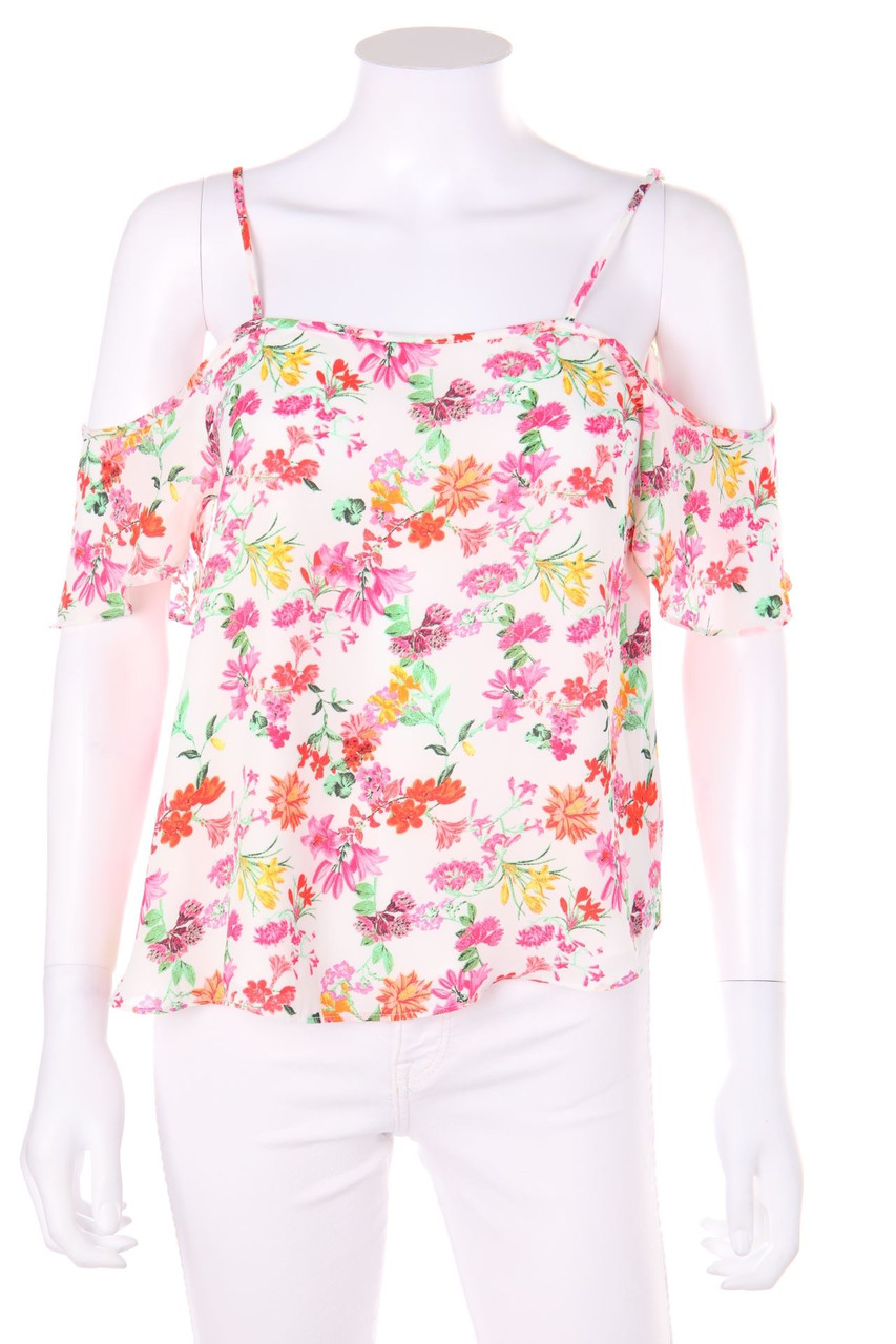 Bershka - Cold-Shoulder-Off-the-shoulder blouse with Flower Print - S