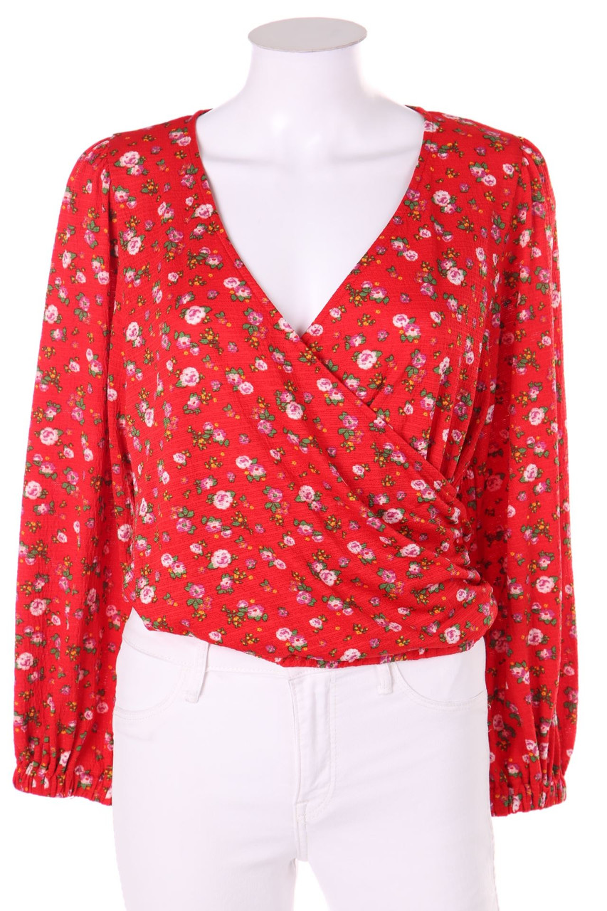 TOPSHOP PETITE - Blouse with Wrap-Effect with floral print - D 38