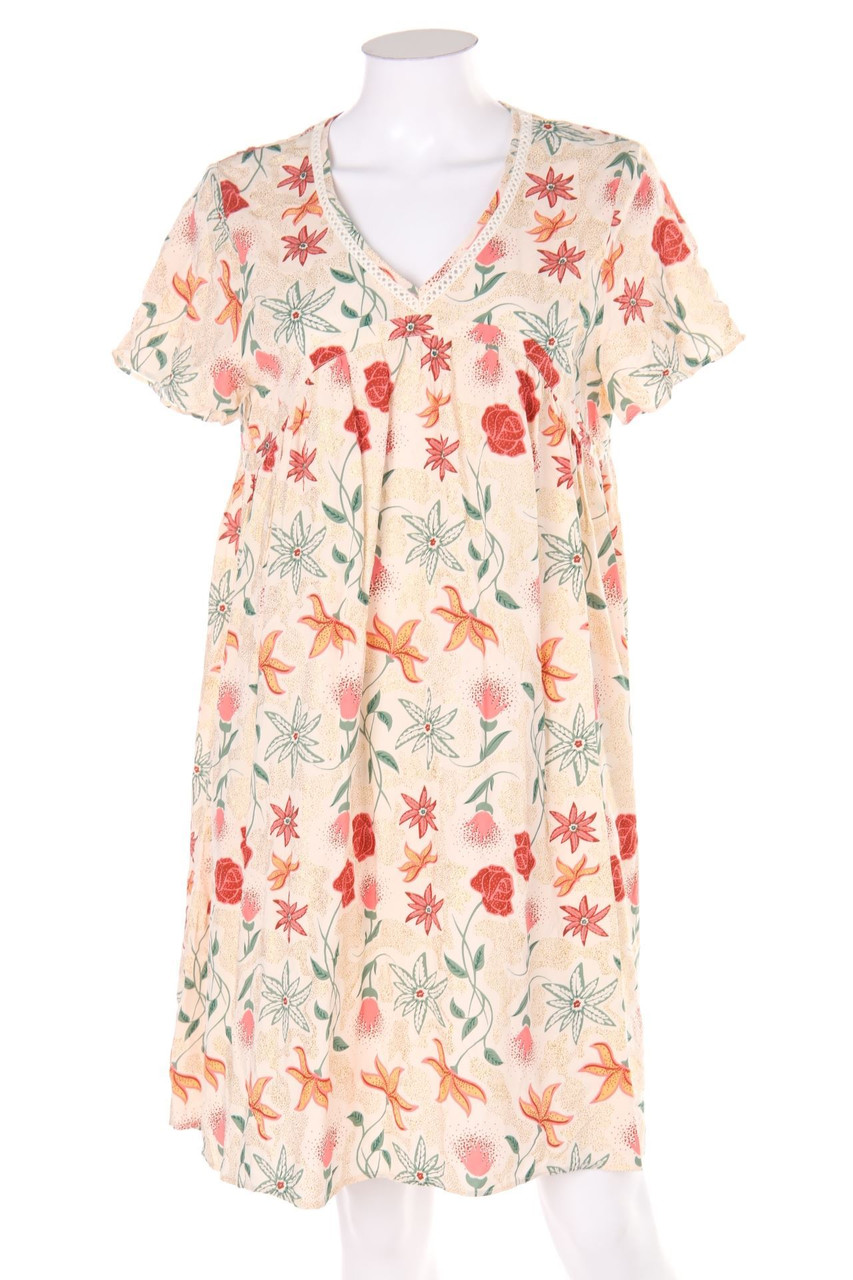 LPB Woman - Boho-Blouse with Flower Print with Metallic Effect - L