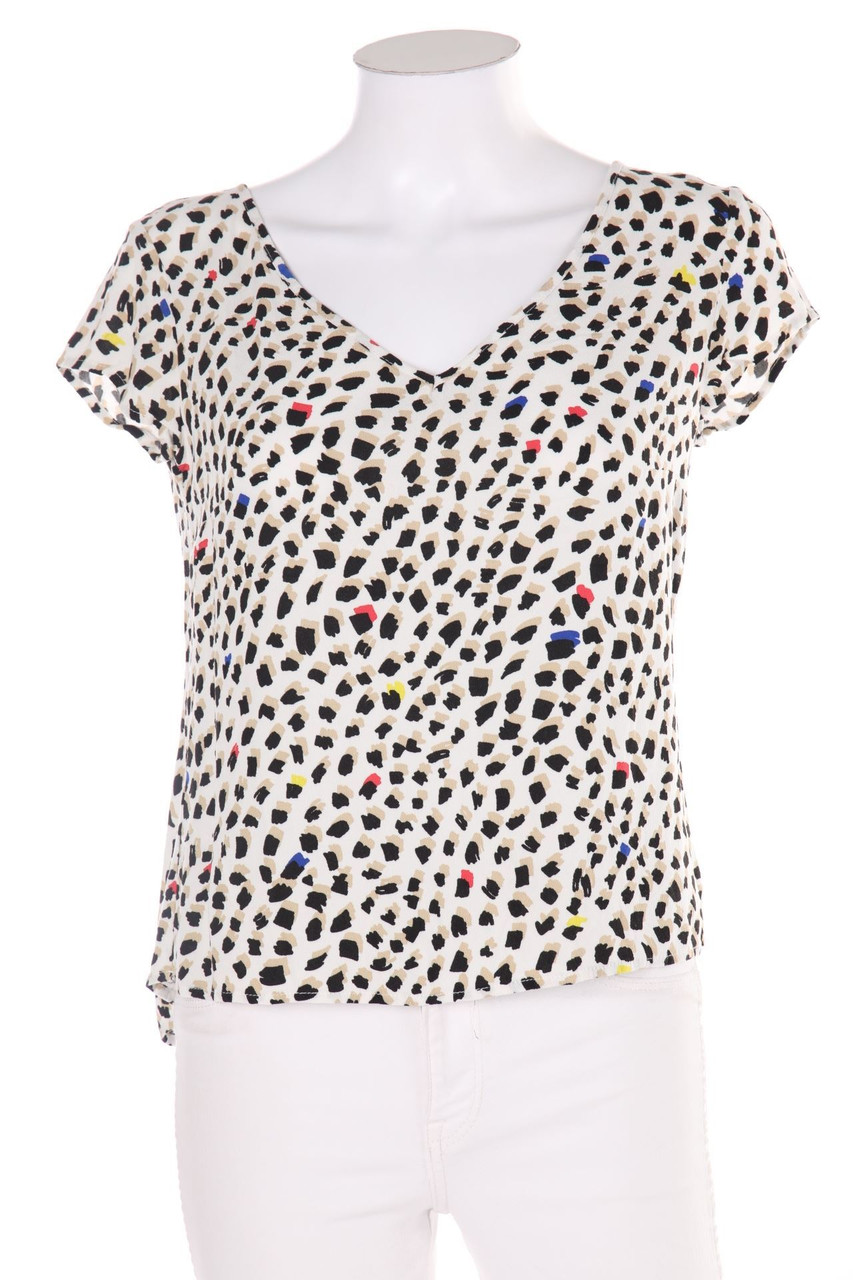 UNITED COLORS OF BENETTON - Shortsleeve Blouse with Print with Wrap-Effect - M