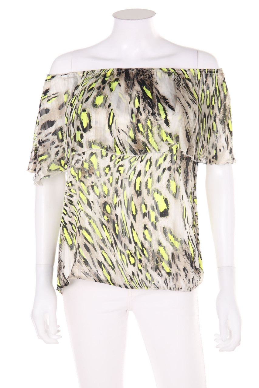 No Label - Off-the-shoulder blouse with Animal Print - M