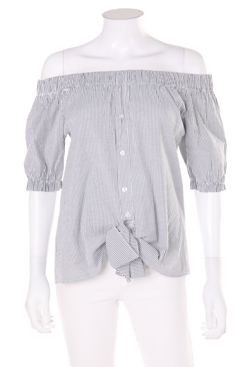 HÔTEL DE VILLE - Stripe Off-the-shoulder blouse to tie - M