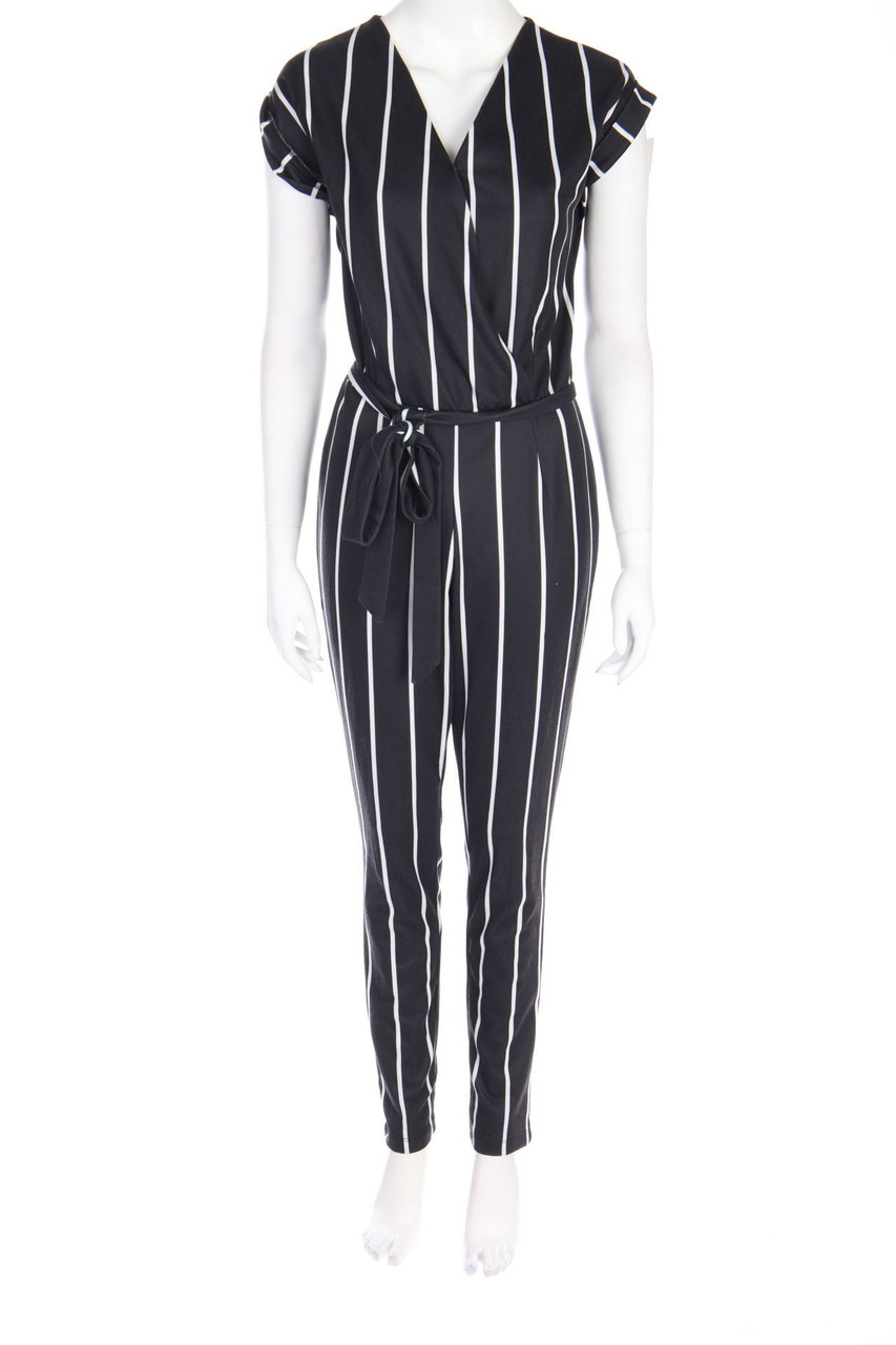 BODYFLIRT - Streifen-Jumpsuit mit Gürtel - D 36