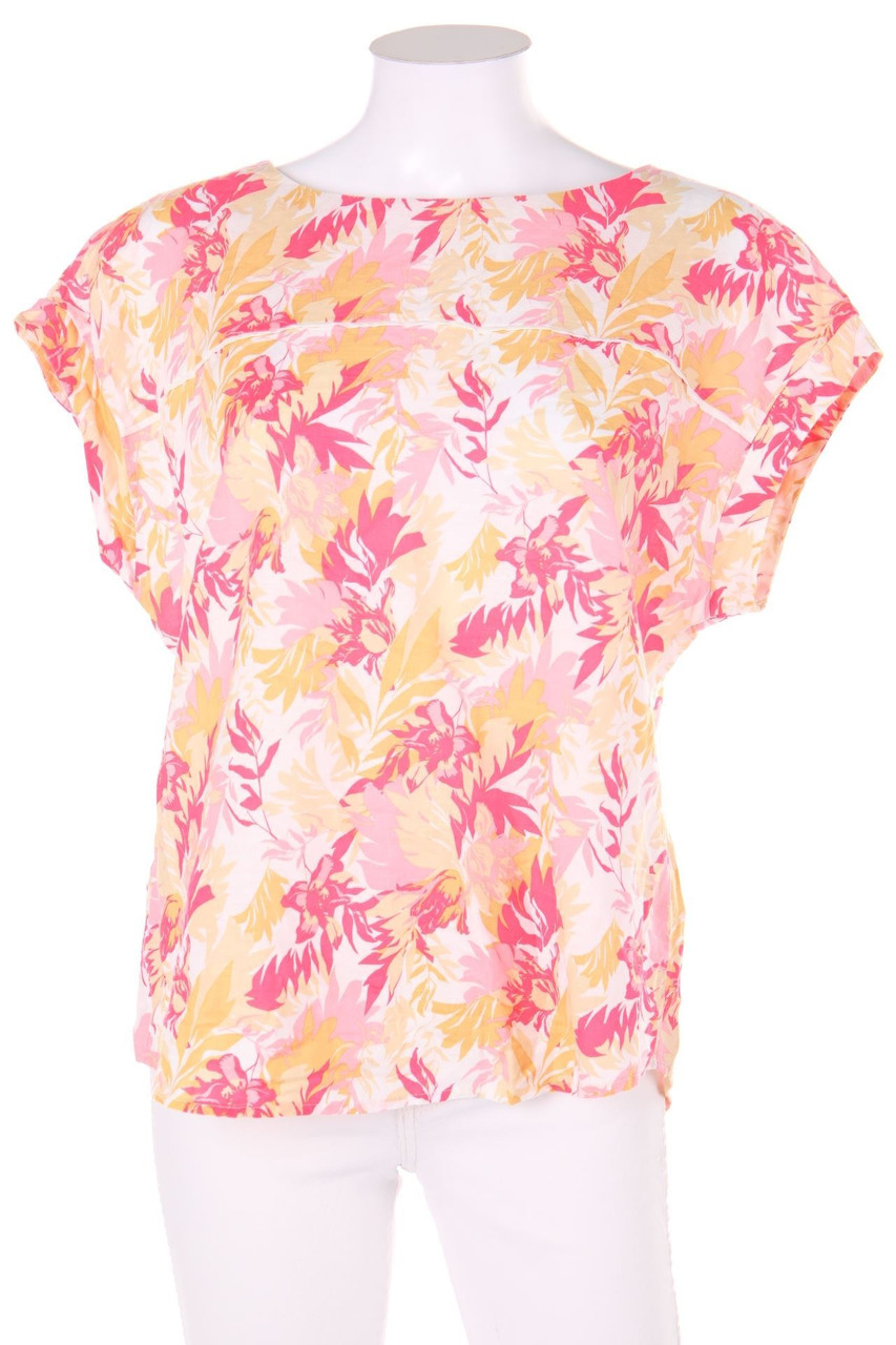 MANOR woman - Shortsleeve Blouse, Linen-Blend with floral print with Batwing Sleeves - D 42