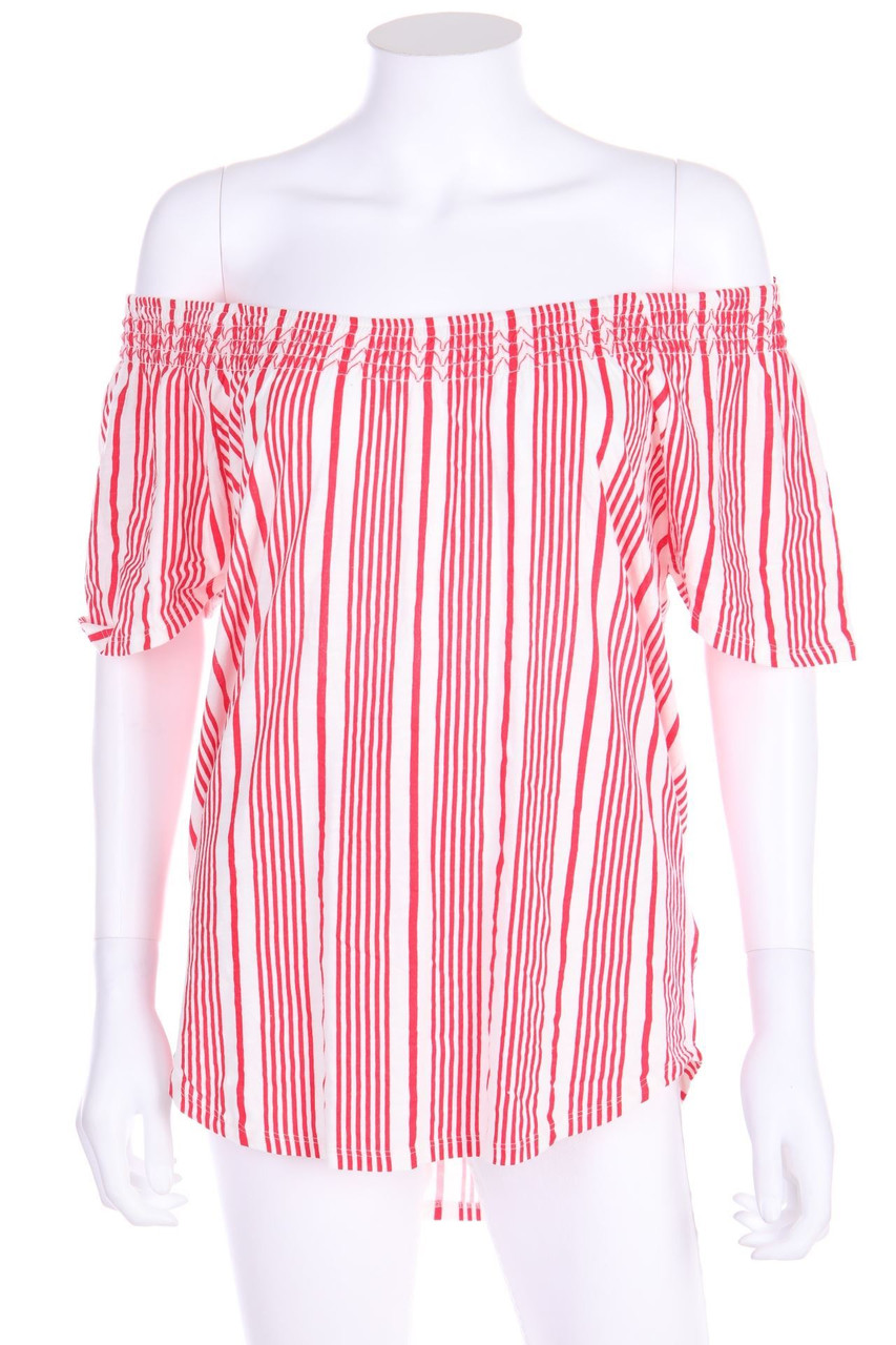 JEAN PASCALE - Carmen-Bluse aus Baumwolle mit Streifen - M