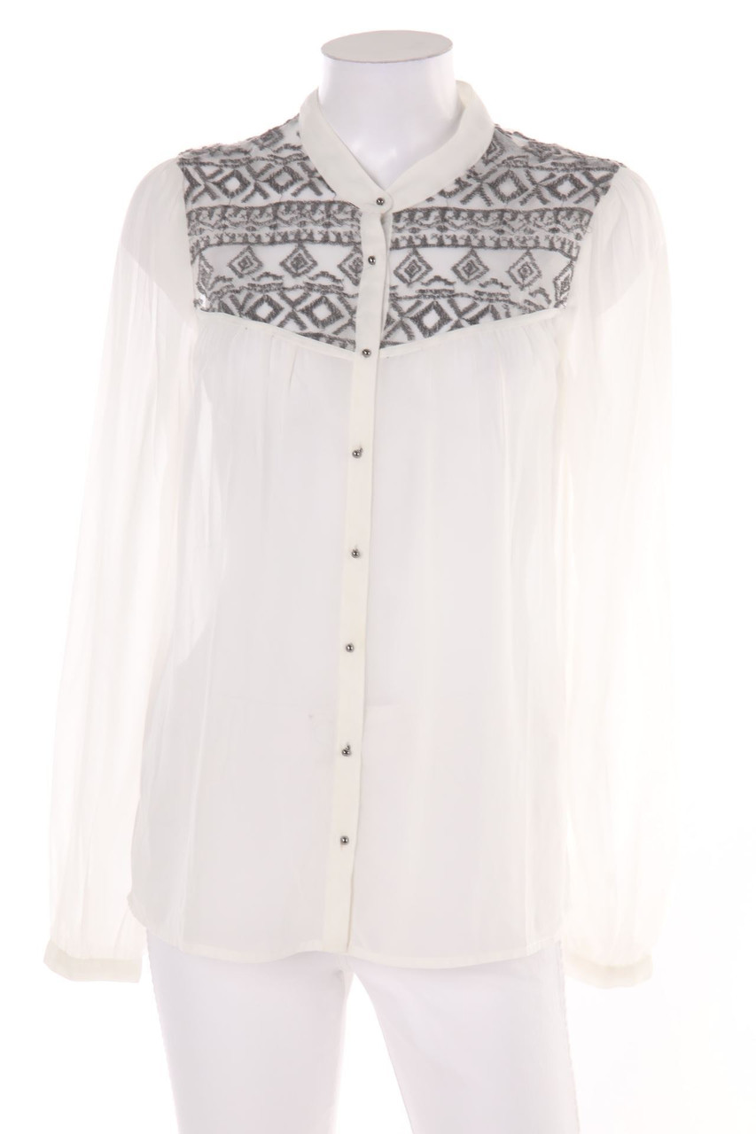 No Label - Blouse with Lace Insert - M