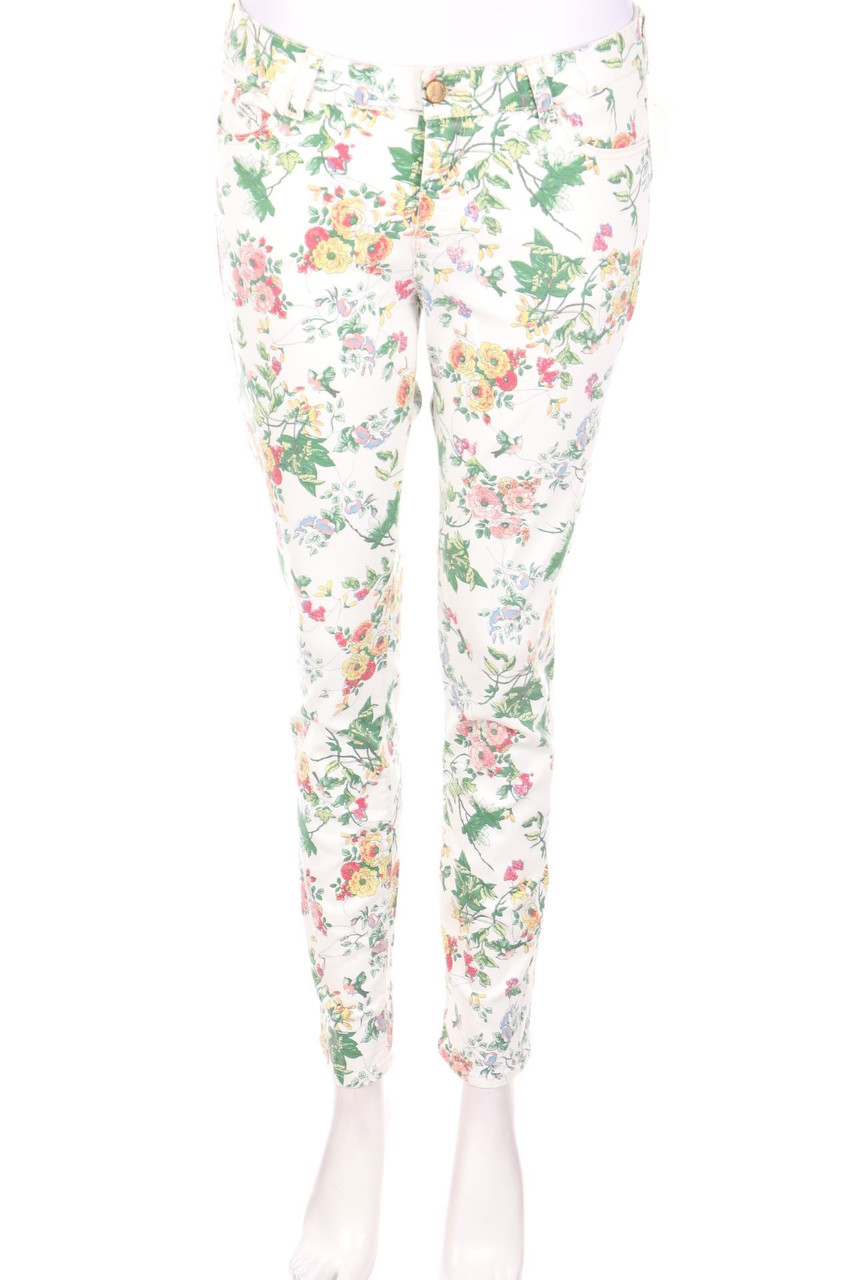 ZARA - Straight Cut Jeans mit floralem Muster - D 38
