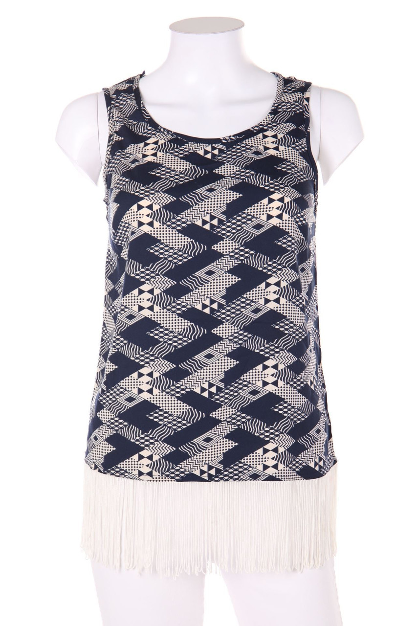 No Label - Blouse Top with Geo Pattern with Fringes - D 36