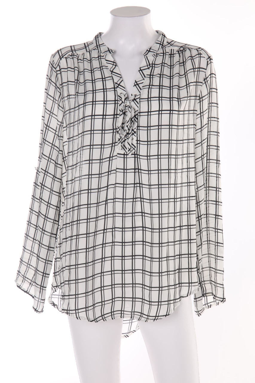 Chicorée - Checked Tunic Blouse with French Cuff - L