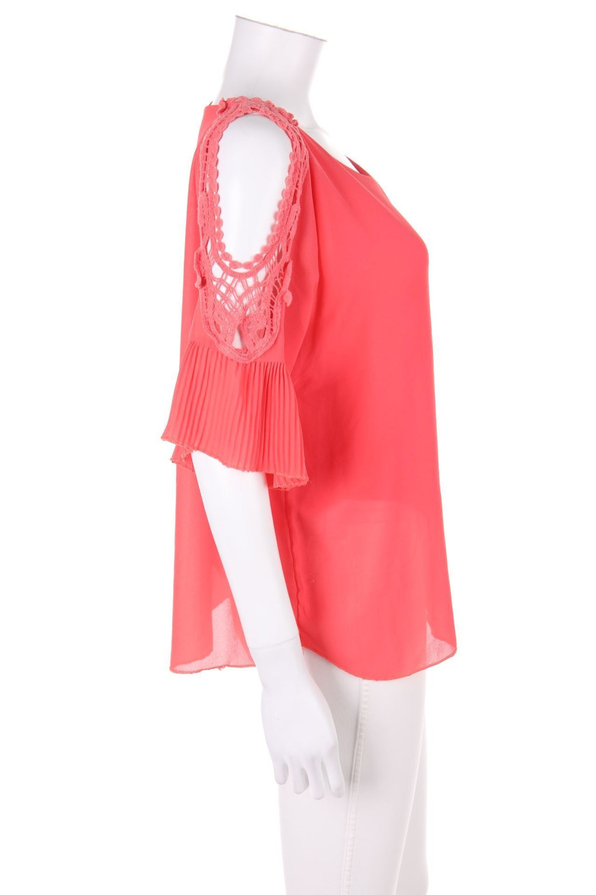 TODAY - Cold-Shoulder-Blouse with Crochet Knit Details - M