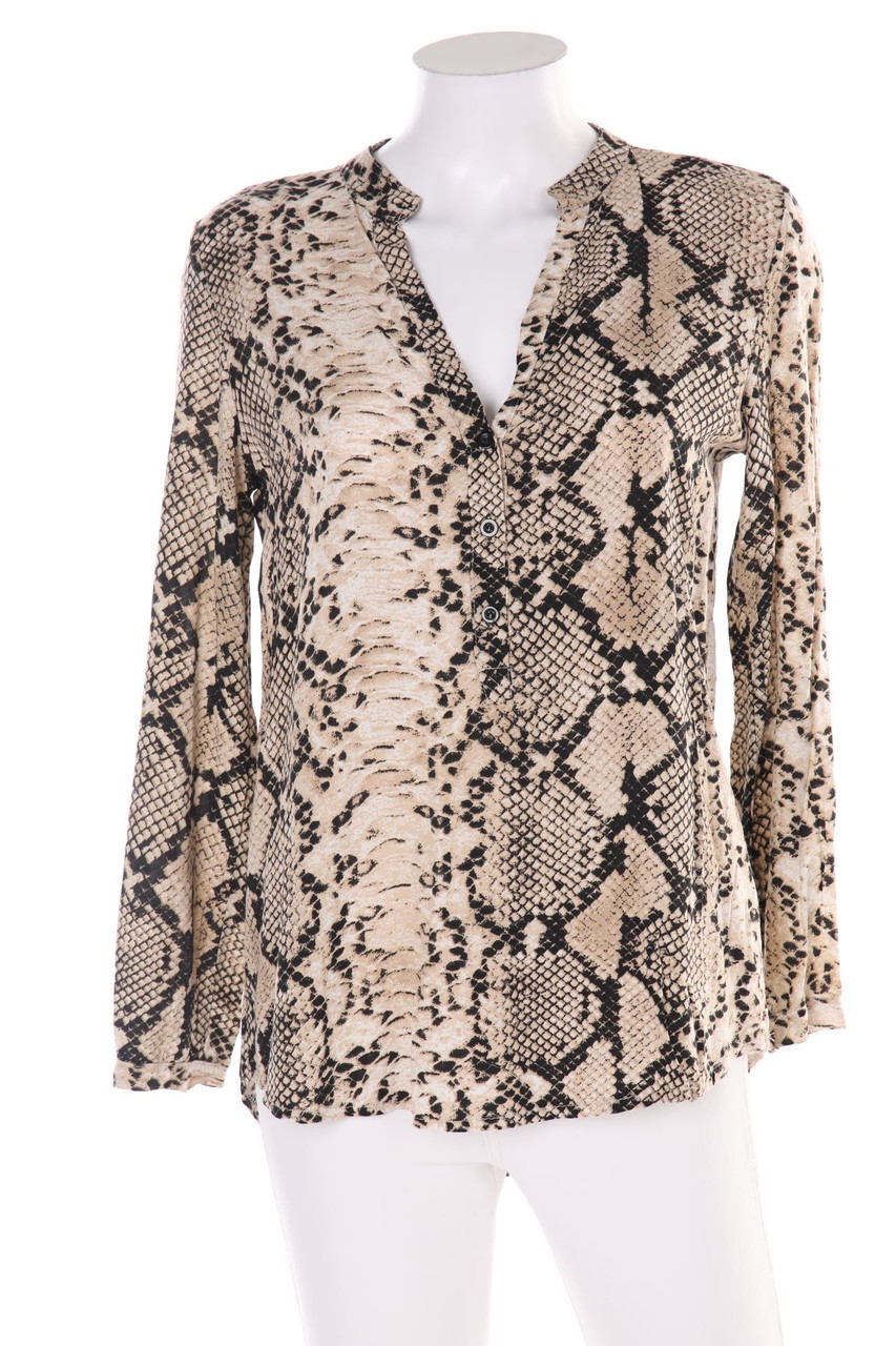 zebra - Print-Tunic Blouse with French Cuff - S