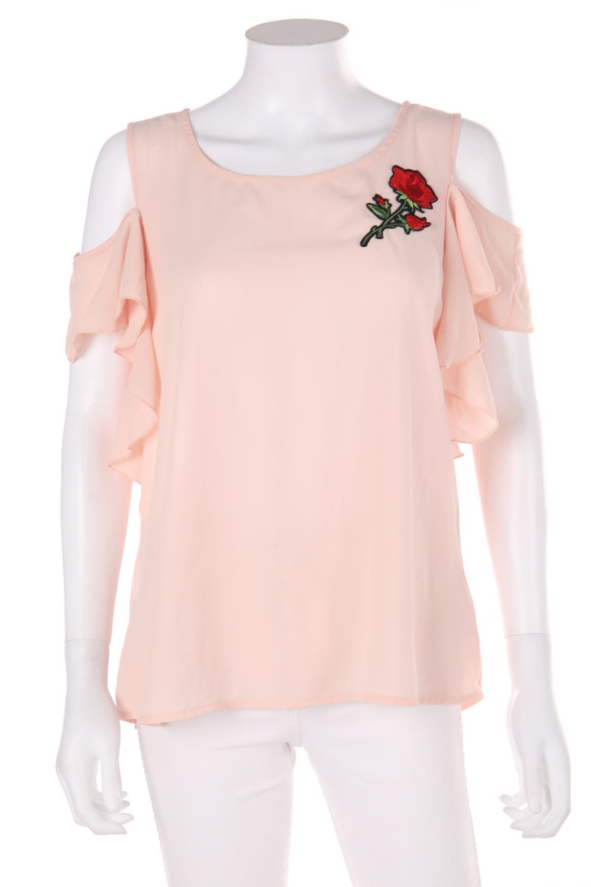 Paris et Moi - Ruffled Blouse with Cut-Out with Embroideries - L