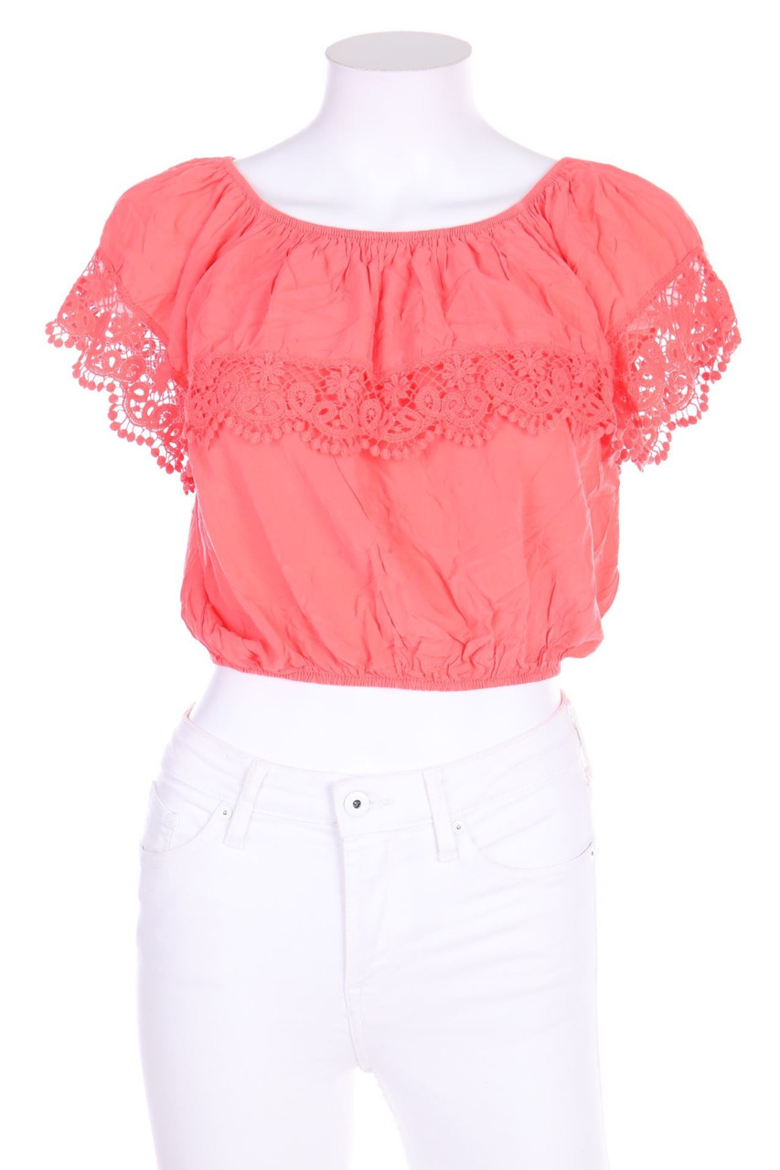 zebra - Off-the-shoulder blouse with Lace Insert - XS