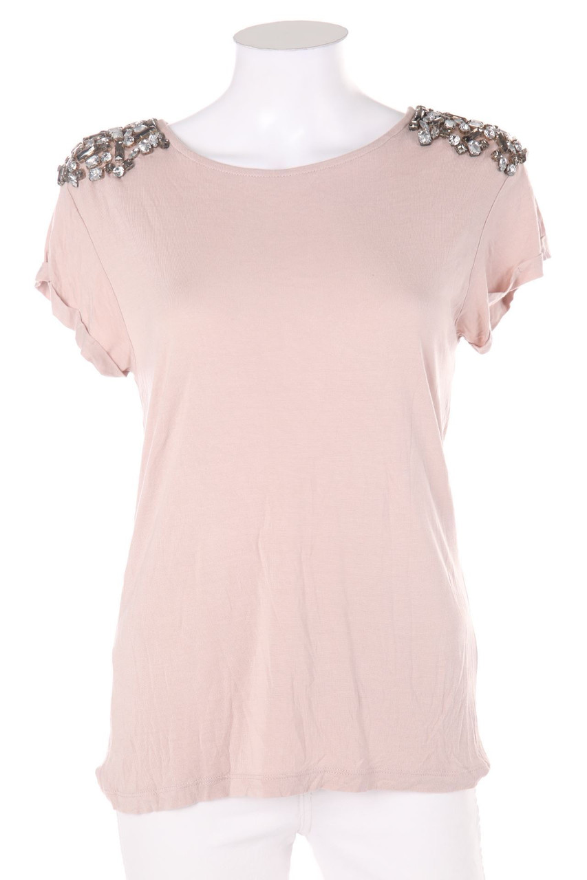 MANGO SUIT - Kurzarm-Shirt mit Schmuckstein-Applikation - S