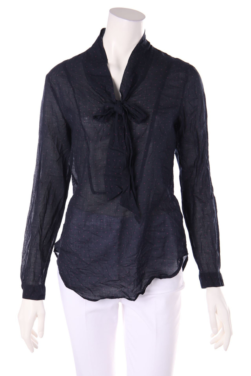 0039 ITALY - Pussy Bow Blouse with Dots - M