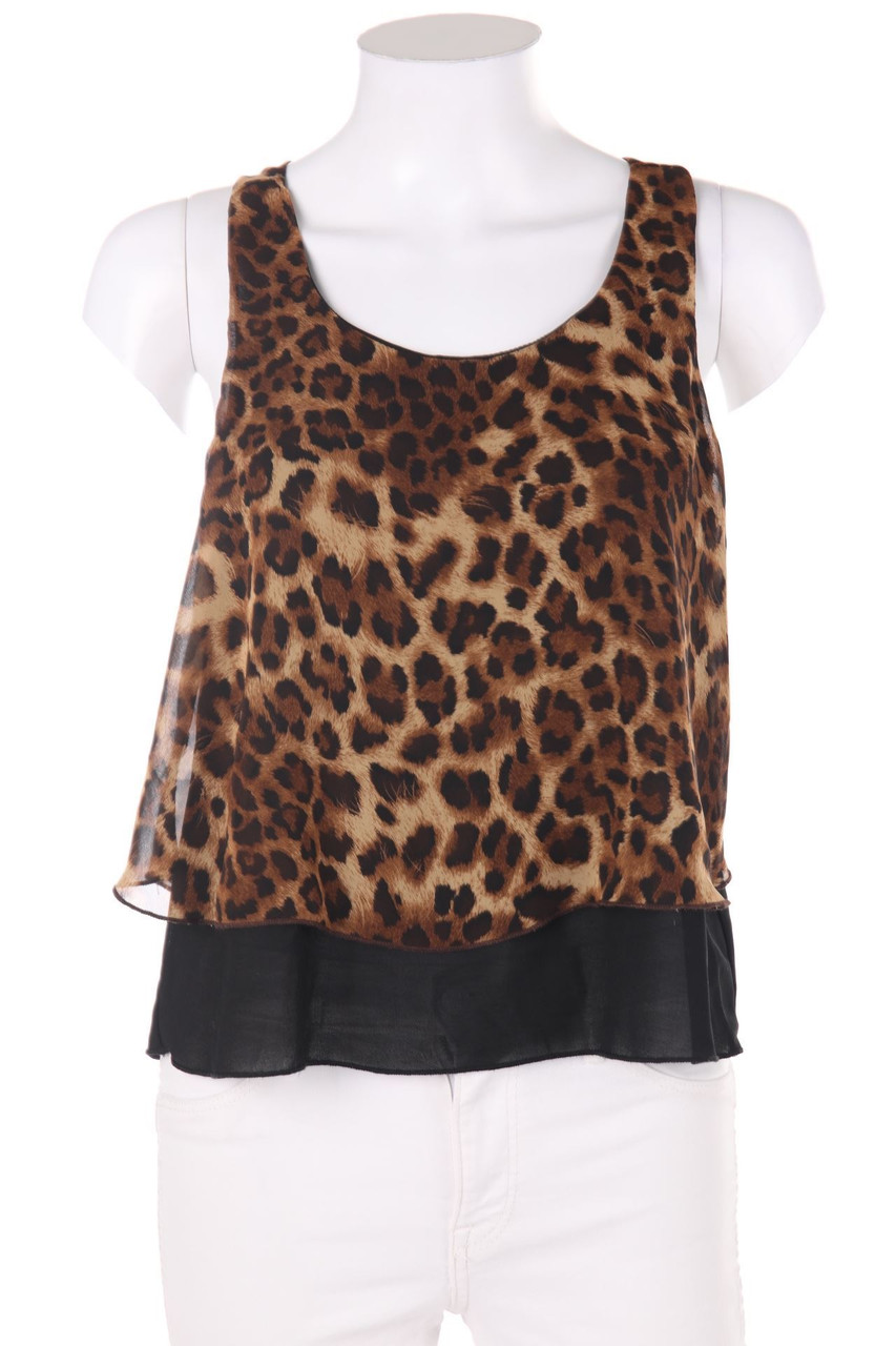 A’gaci - Blouse Top, Layer Look with Animal Print - S