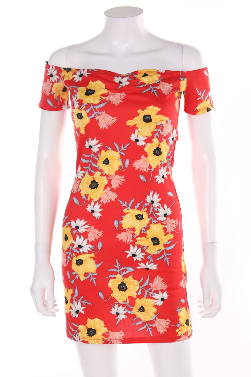 H&M DIVIDED - Carmen-Kleid mit Blumen-Print - D 38