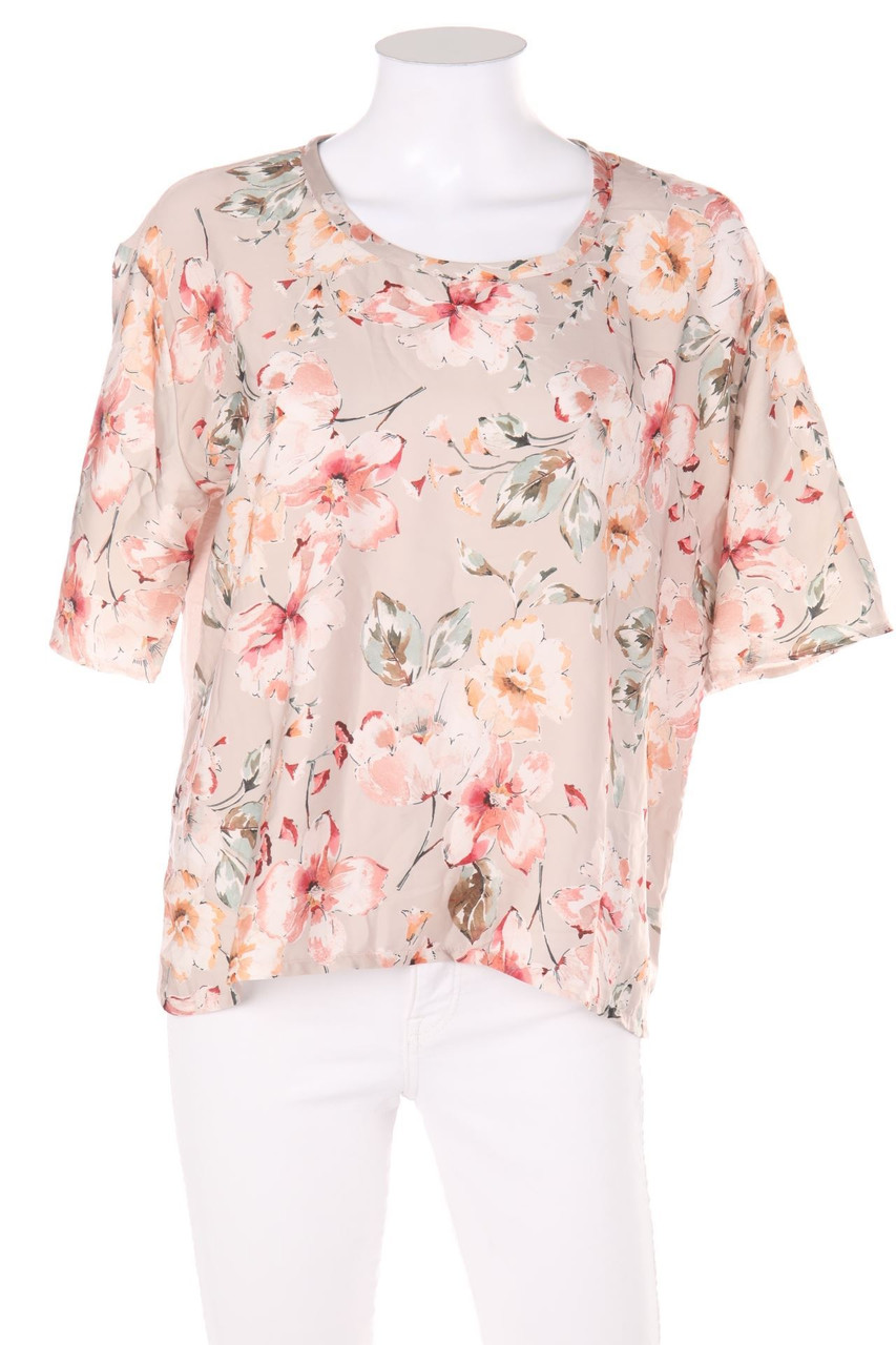 MANGO - Kurzarm-Bluse mit floralem Muster - XS