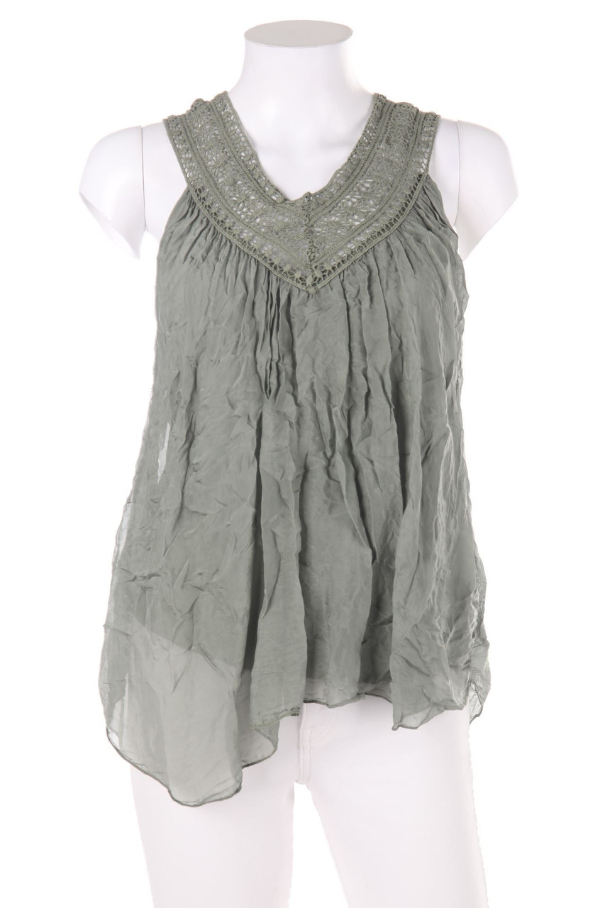 TODAY - Blouse Top with Crochet Knit Details - S