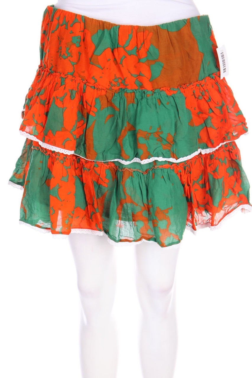 STILE BENETTON - Volants-Skirt with Flower Print - L