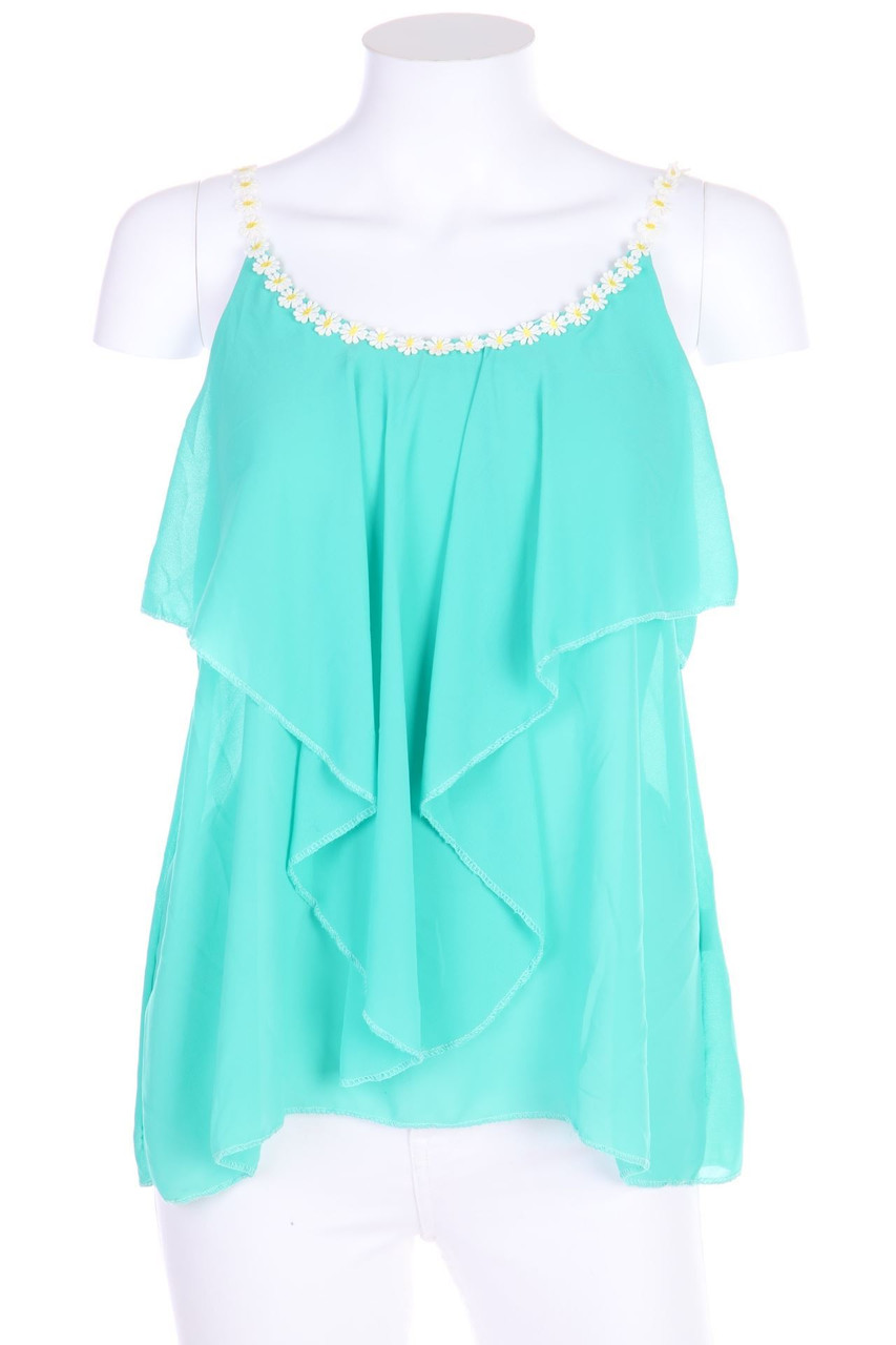 No Label - Blouse Top, Layer Look with floral print - XS