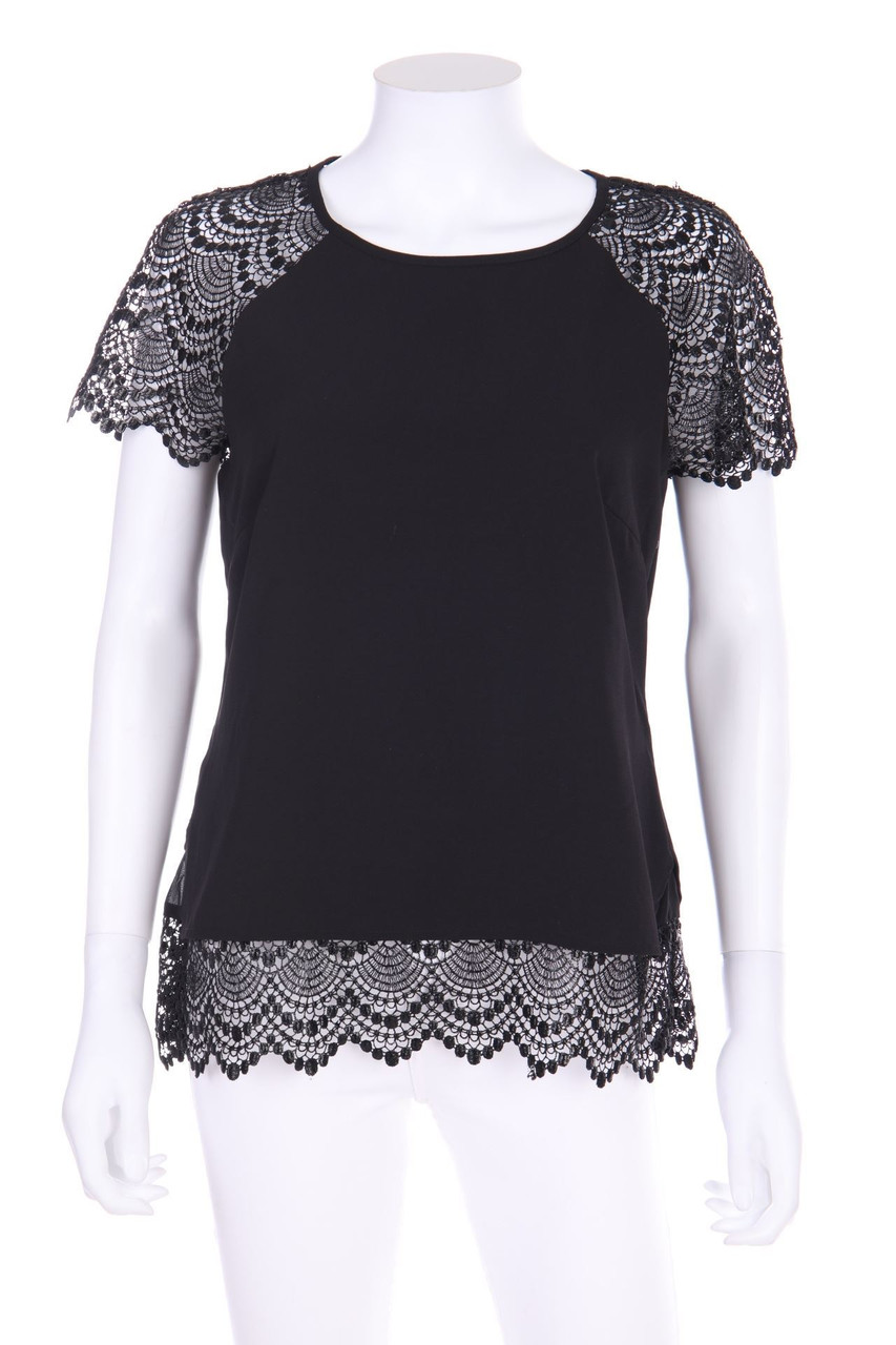 MORGAN - Shortsleeve Blouse with Lace Insert - D 40