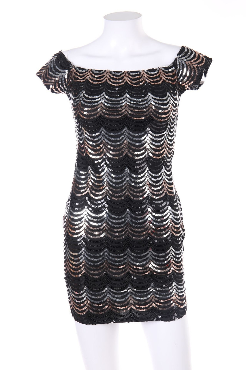 No Label - Shortsleeve-Party Dress with Sequins - S