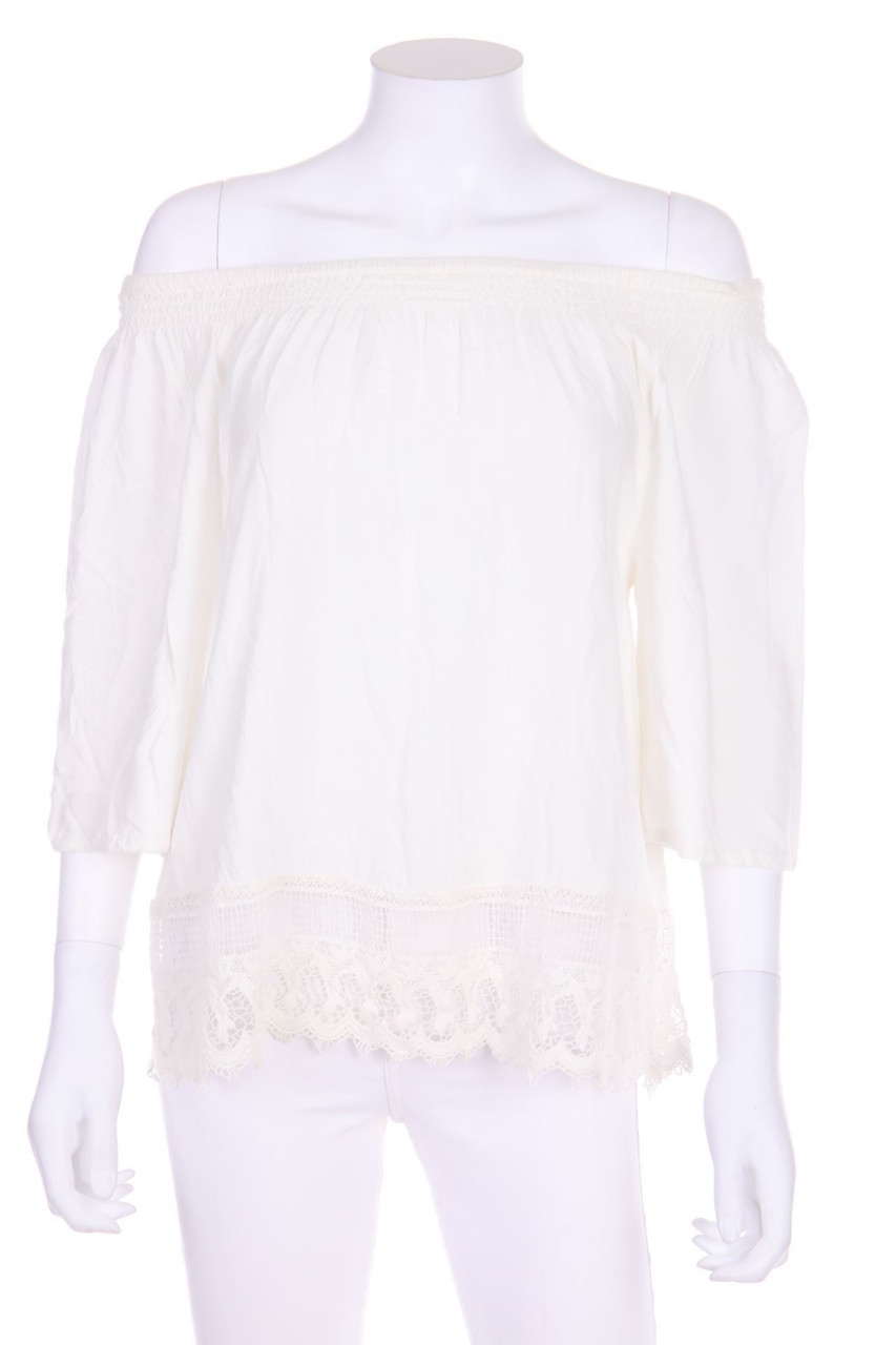 VERO MODA - Carmen-Bluse mit Spitzen-Einsatz - S