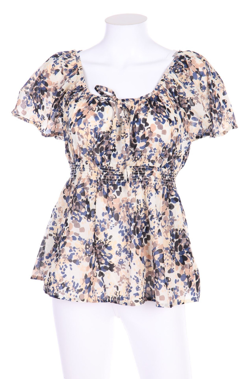 H&M - Kurzarm-Bluse mit Print - D 38
