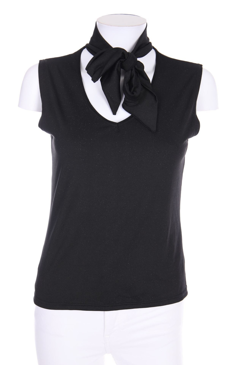 No Label - Pussy Bow Blouse with Metallic Effect - S