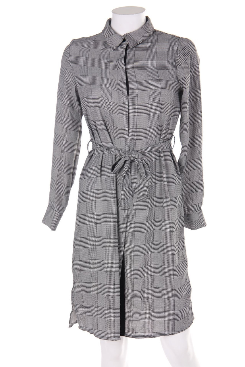 MANGO - Karo-Blusenkleid mit Gürtel - XXS