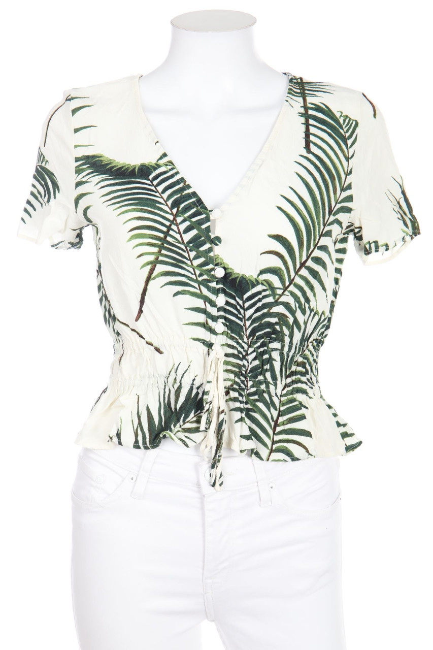 H&M - Kurzarm-Bluse aus Viskose mit Tropical Print - D 34