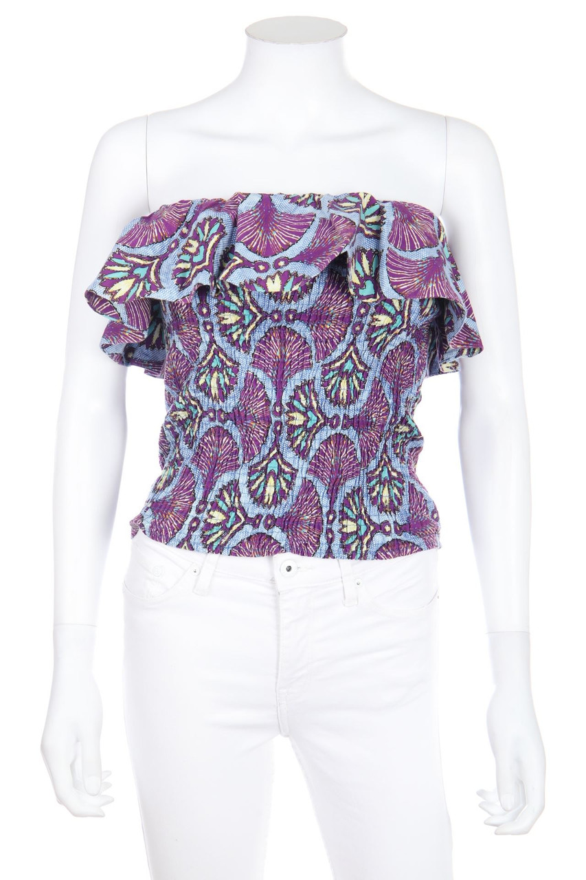 ZARA TRF - Bustier-Top mit Volants mit Muster - M