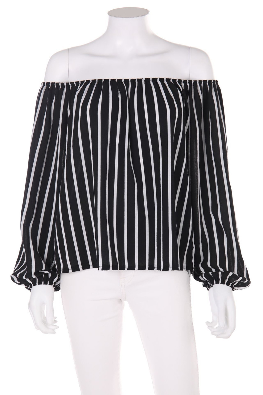 TODAY - Off-the-shoulder blouse with Stripes - M