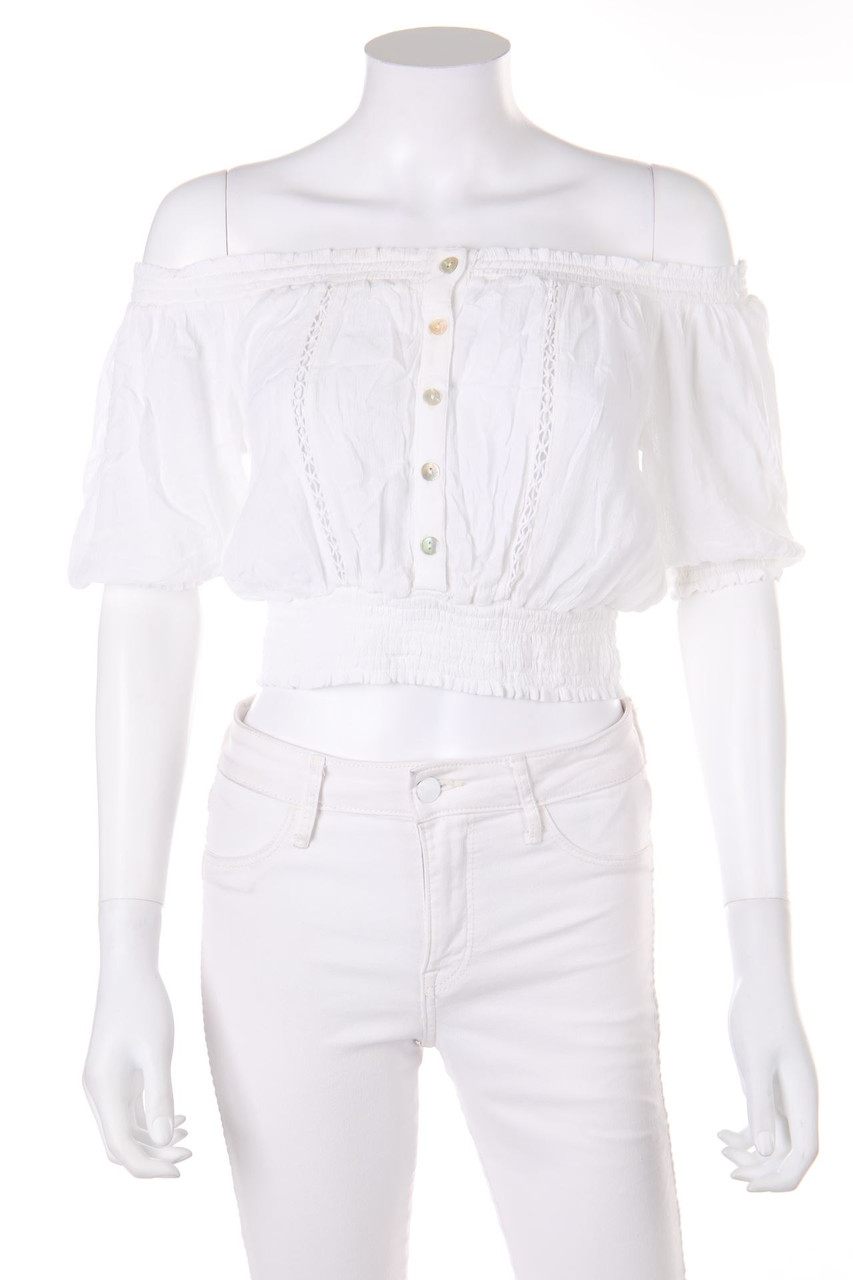 TALLY WEiJL - Off-the-shoulder blouse with Crochet Knit Details - S