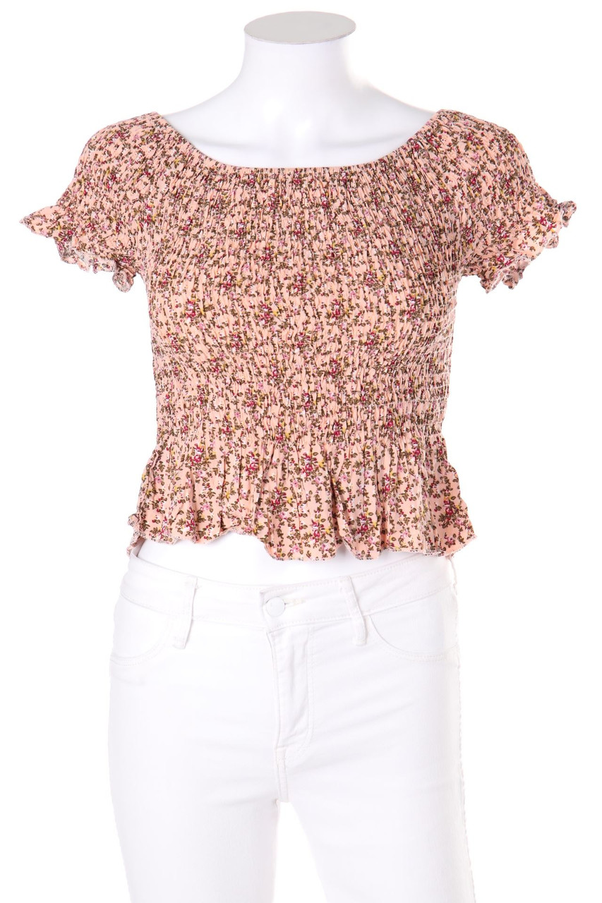 TODAY - Shortsleeve Blouse with floral print with Ruffles - L