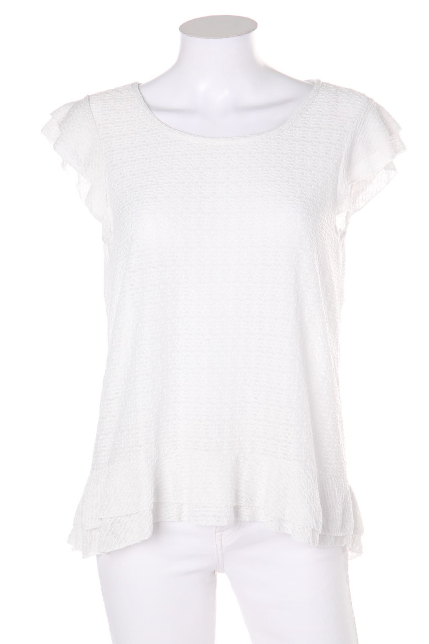 AMISU - Kurzarm-Bluse mit Volants - M