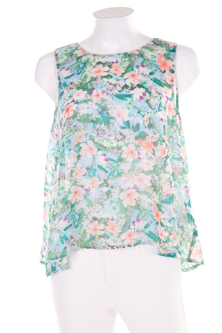 zebra - Blouse Top, Crêpe, A-Line with Flower Print - M