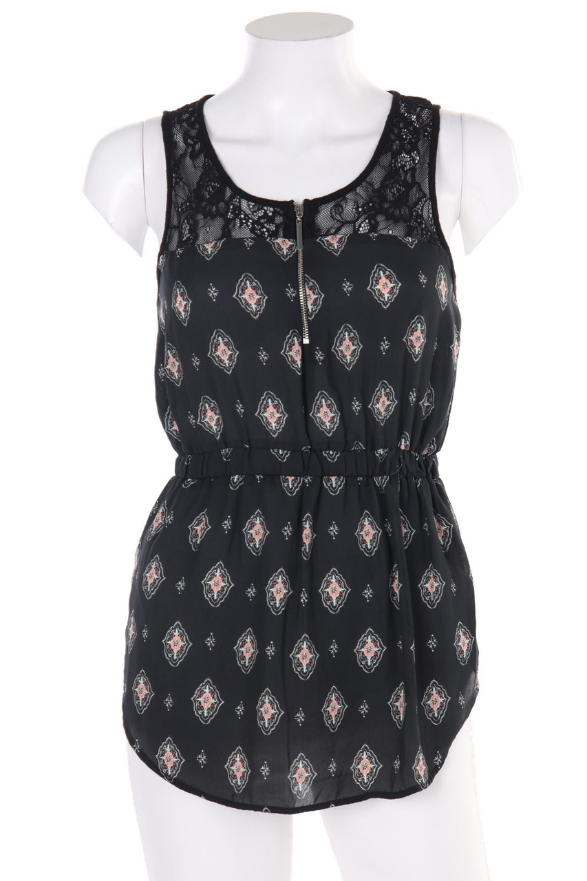 TALLY WEiJL - Print-Tunic Blouse with Lace Insert - XS