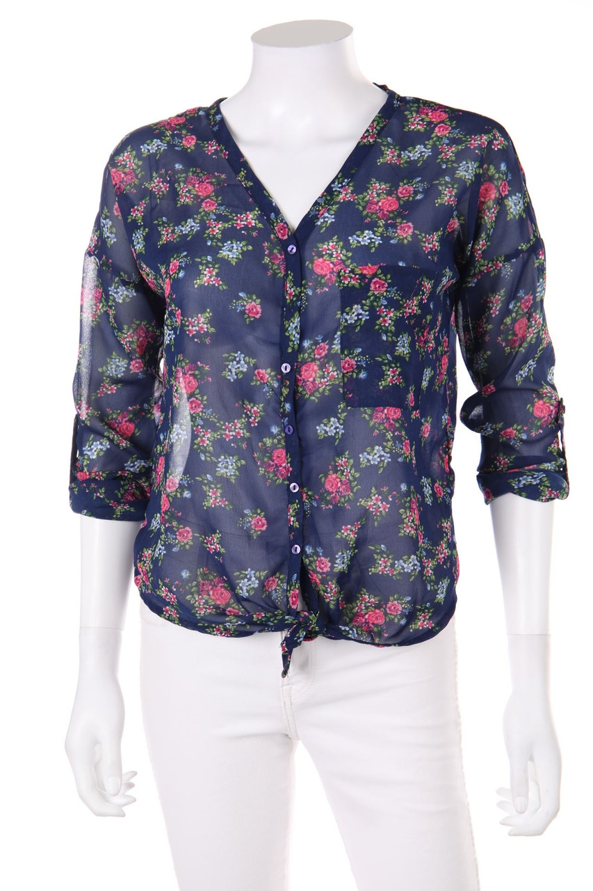 No Label - Print-Blouse with French Cuff - L