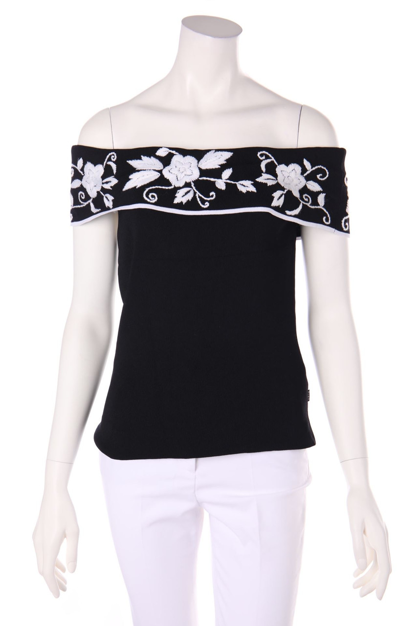 BCBG MAXAZRIA - Carmen-Top mit Stickereien - L