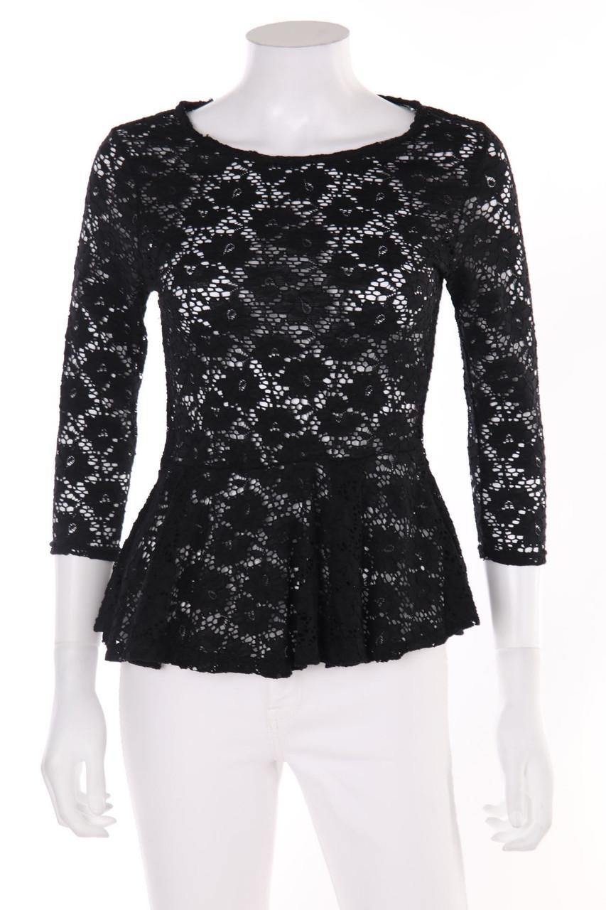 AMISU - Spitzen-Bluse mit 3/4-Ärmel - XS