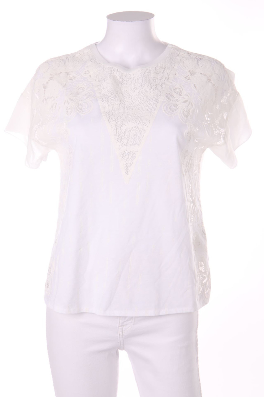ZARA W&B - Kurzarm-Shirt mit floralem Muster - S