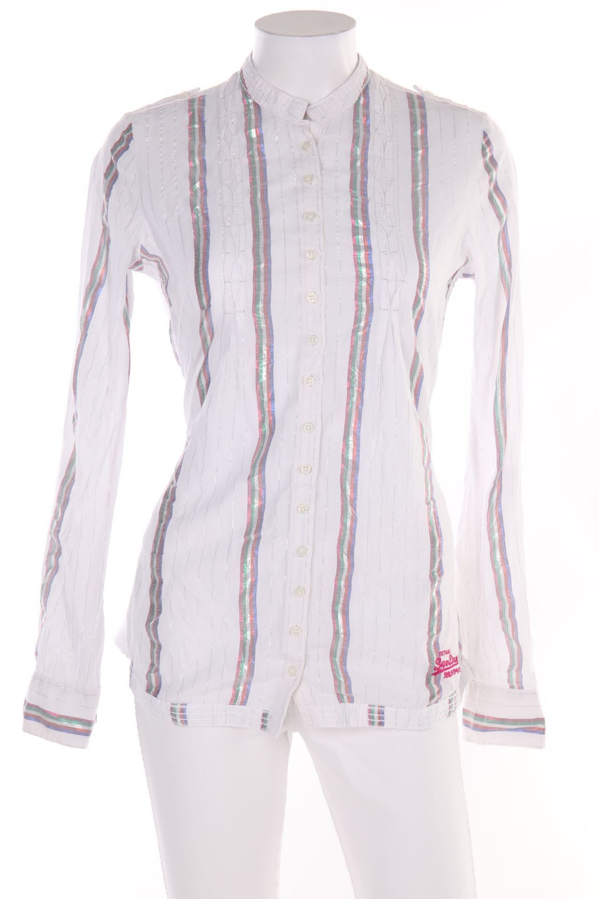 Superdry - Glitzer-Hemd-Bluse mit Logo-Stickerei - XS