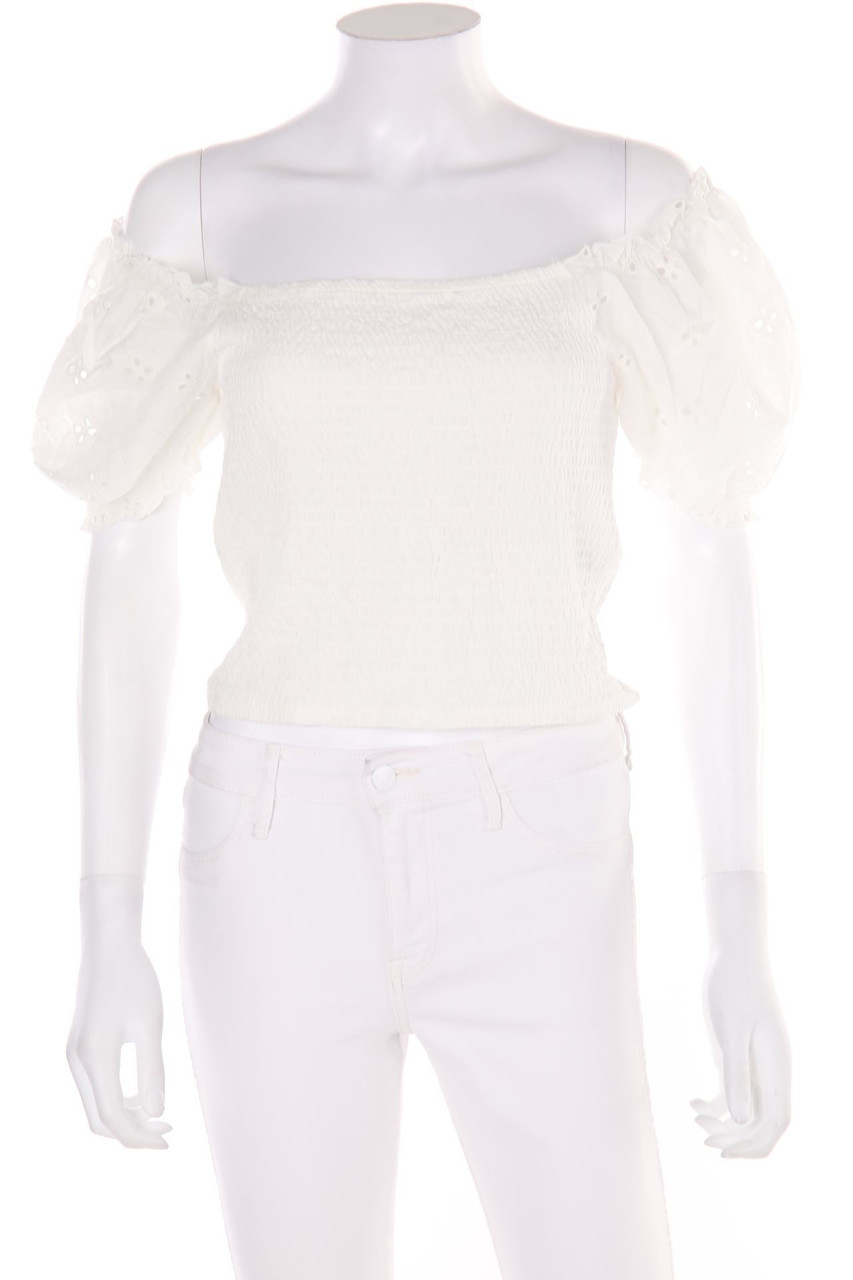 H&M LOGG - Cropped-Carmen-Bluse mit Lochspitze - M