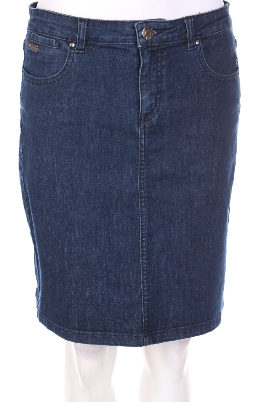 PUR et simple - Denim Mini Skirt with Embossed Logo - D 36