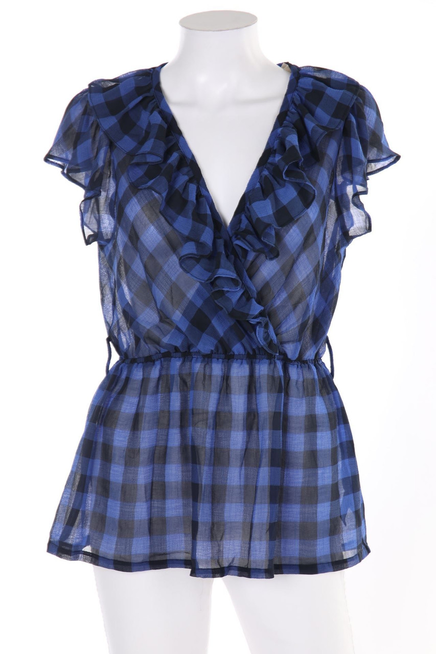 XXI - Chiffon-Ruffled Blouse with Wrap-Effect - L