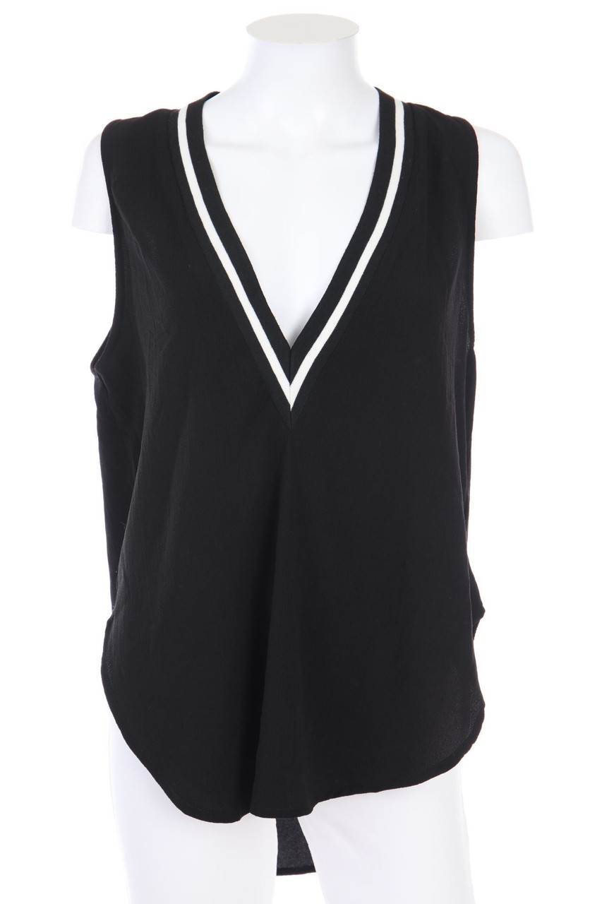 lush - Blouse Top with Deep Plunge Neckline - S